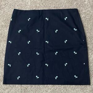 Talbots Size 8 Dark Blue Lined Skirt Light Blue Embroidered Scooters Throughout